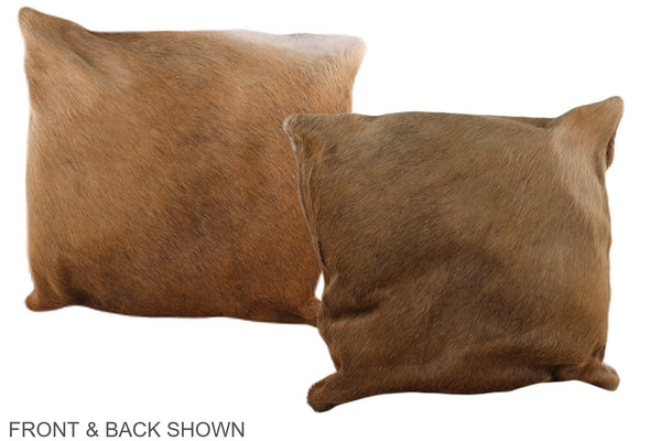 Solid Brown Cowhide Pillow #A36327