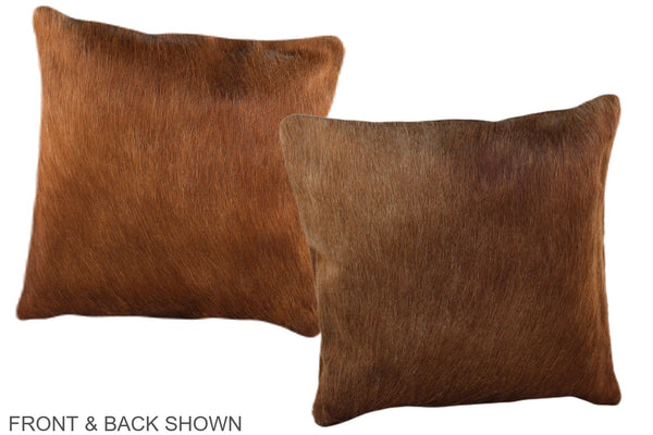 Solid Brown Cowhide Pillow #A36328