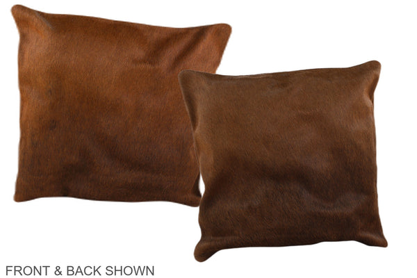 Solid Brown Cowhide Pillow #A36338