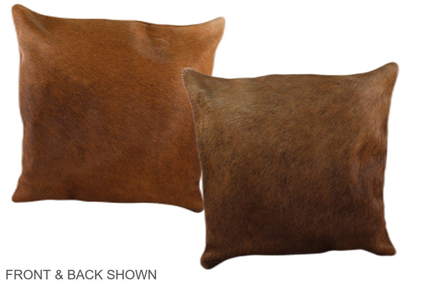 Solid Brown Cowhide Pillow #A36359
