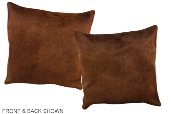 Solid Brown Cowhide Pillow #A36361