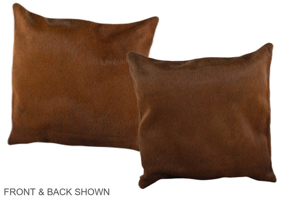 Solid Brown Cowhide Pillow #A36376