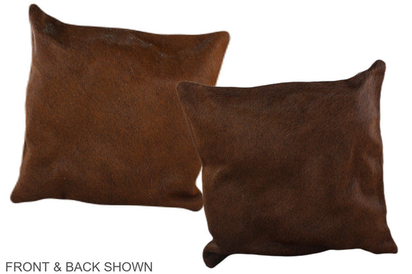 Solid Brown Cowhide Pillow #A36379