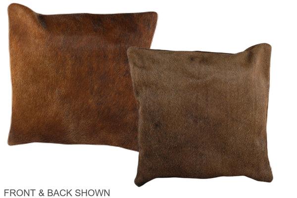 Solid Brown Cowhide Pillow #A36395