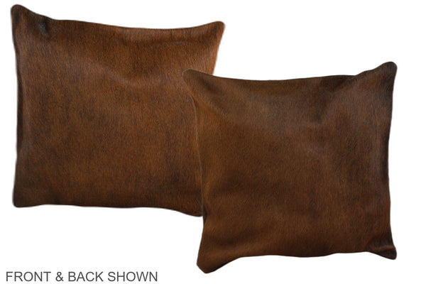 Solid Brown Cowhide Pillow #A36425