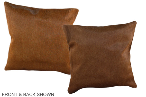 Solid Brown Cowhide Pillow #A36510