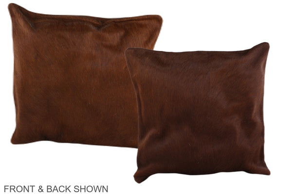 Solid Brown Cowhide Pillow #A36521