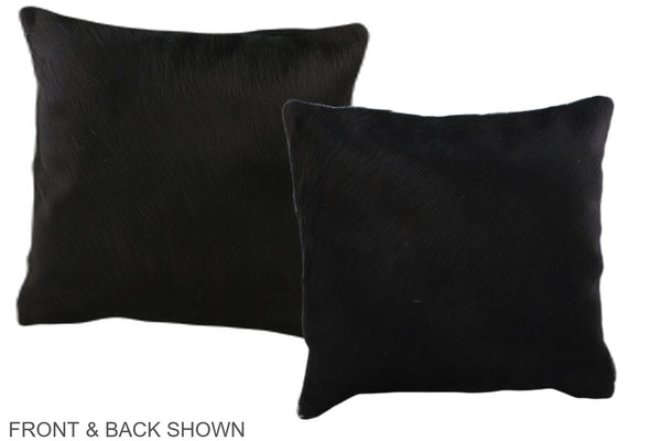 Solid Black Cowhide Pillow #A36534