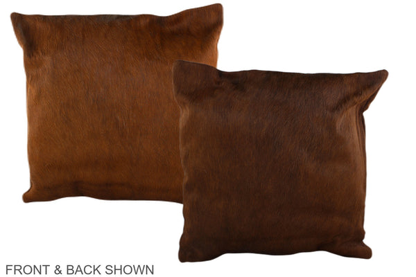 Solid Brown Cowhide Pillow #A36597