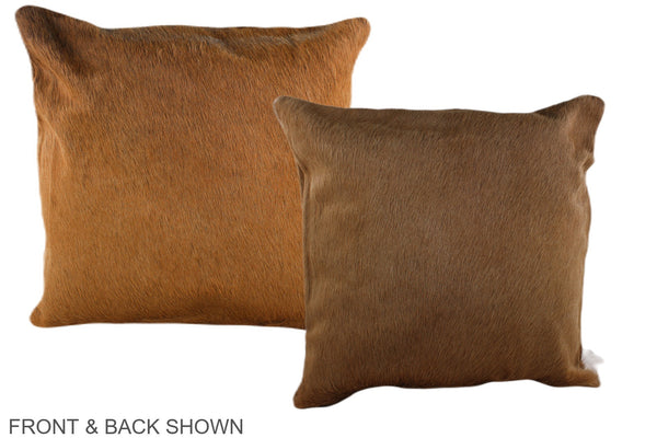 Solid Brown Cowhide Pillow #A36670