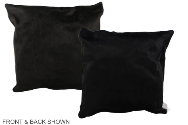 Solid Black Cowhide Pillow #A36690
