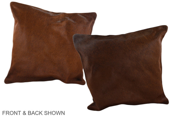 Solid Brown Cowhide Pillow #A36744