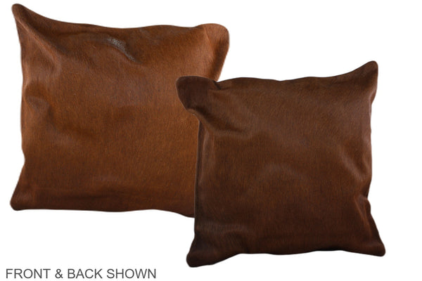 Solid Brown Cowhide Pillow #A36763