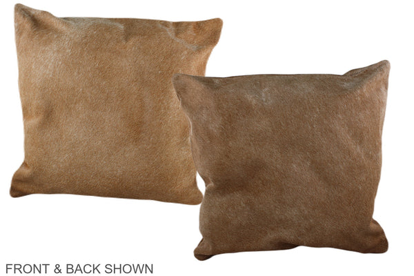 Solid Brown Cowhide Pillow #A36840