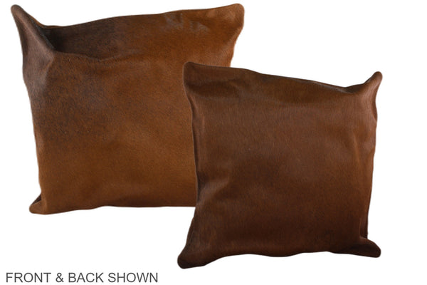 Solid Brown Cowhide Pillow #A36876