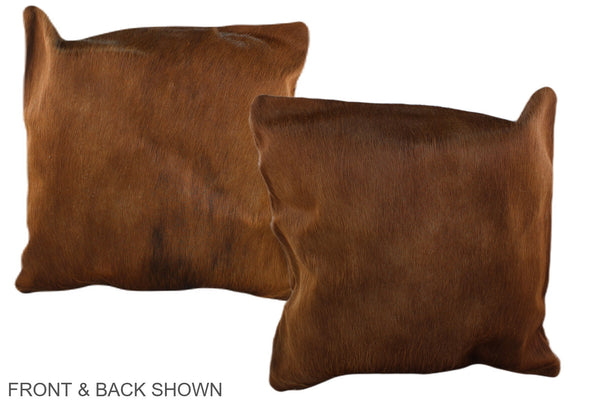 Solid Brown Cowhide Pillow #A36879