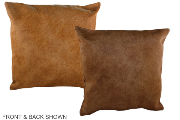 Solid Brown Cowhide Pillow #A36885