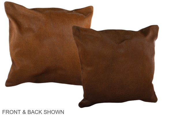 Solid Brown Cowhide Pillow #A36896