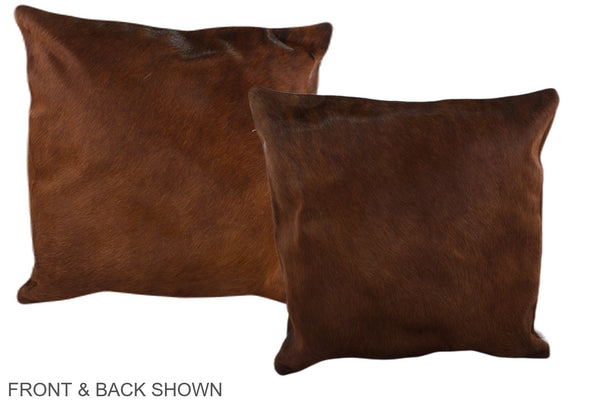 Solid Brown Cowhide Pillow #A36997