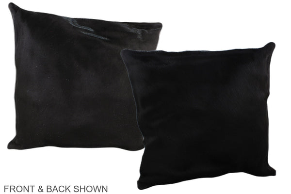 Solid Black Cowhide Pillow #A37087