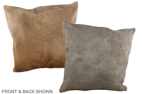 Grey with Beige Cowhide Pillow #A37187