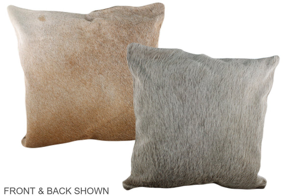 Grey with Beige Cowhide Pillow #A37207