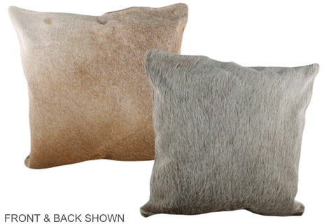 Grey with Beige Cowhide Pillow #A37207