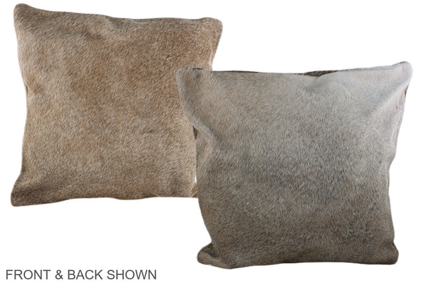 Grey with Beige Cowhide Pillow #A37346