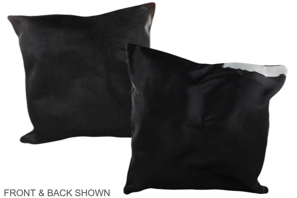 Solid Black Cowhide Pillow #A37441