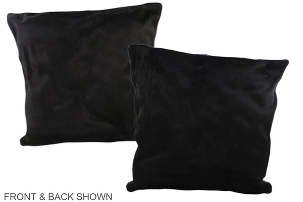 Solid Black Cowhide Pillow #A37447
