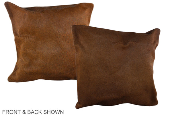 Solid Brown Cowhide Pillow #A37450
