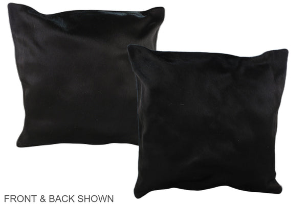 Solid Black Cowhide Pillow #A37455