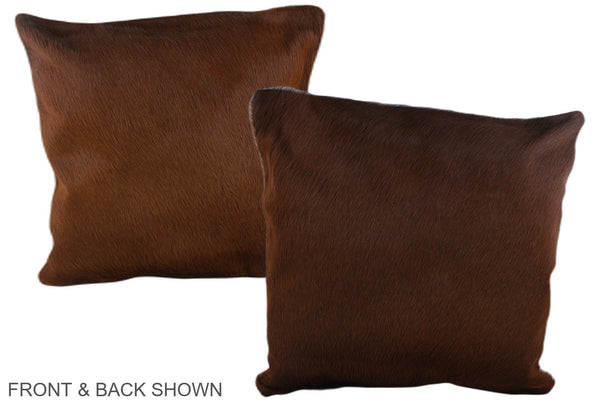 Solid Brown Cowhide Pillow #A37458