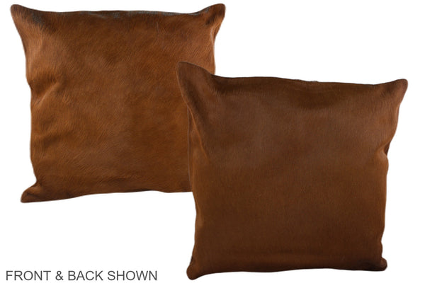 Solid Brown Cowhide Pillow #A37466