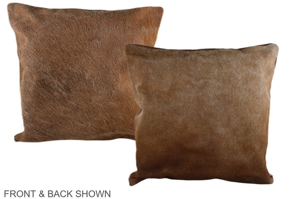 Solid Brown Cowhide Pillow #A37528