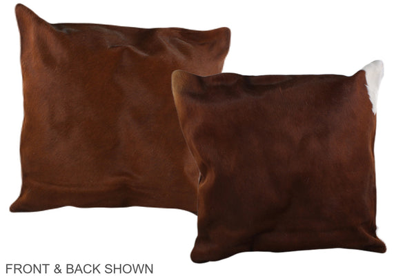 Solid Brown Cowhide Pillow #A37574