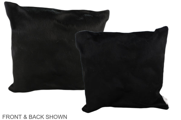 Solid Black Cowhide Pillow #A37580