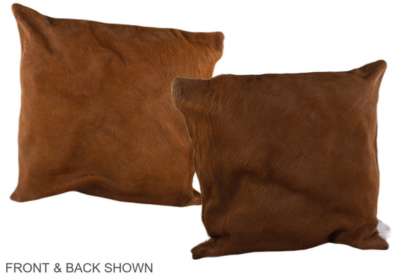 Solid Brown Cowhide Pillow #A37612