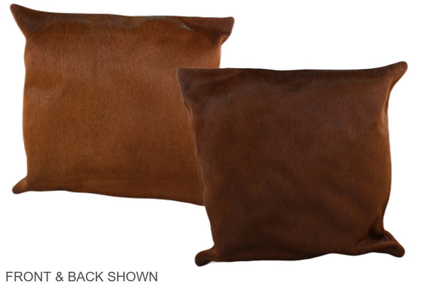 Solid Brown Cowhide Pillow #A37617