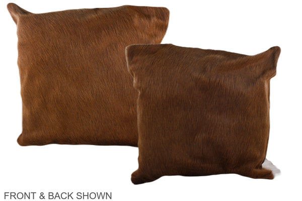Solid Brown Cowhide Pillow #A37620