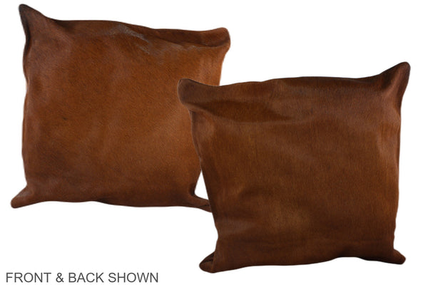 Solid Brown Cowhide Pillow #A37631
