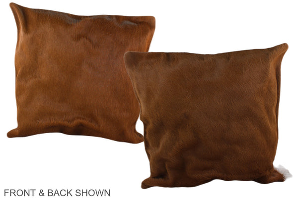 Solid Brown Cowhide Pillow #A37640