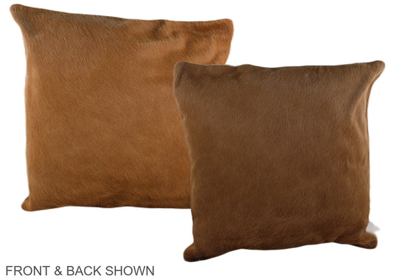Solid Brown Cowhide Pillow #A37671