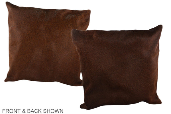 Solid Brown Cowhide Pillow #A37699