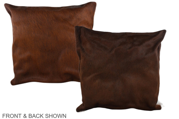 Solid Brown Cowhide Pillow #A37731