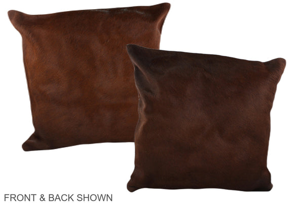 Solid Brown Cowhide Pillow #A37738