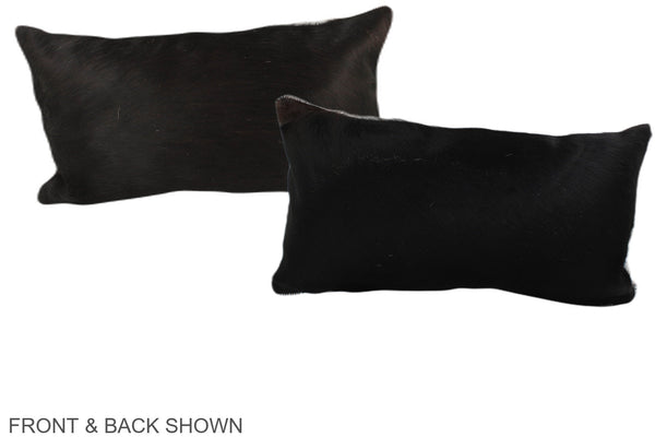 Solid Black Cowhide Pillow #A37859
