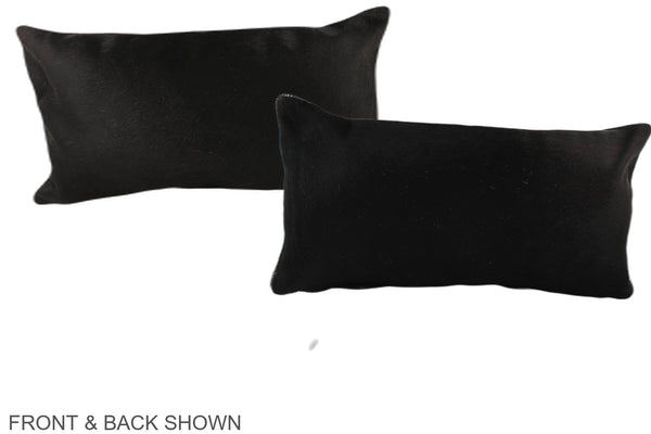 Solid Black Cowhide Pillow #A37896