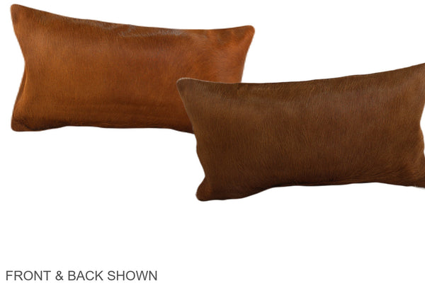 Solid Brown Cowhide Pillow #A37951