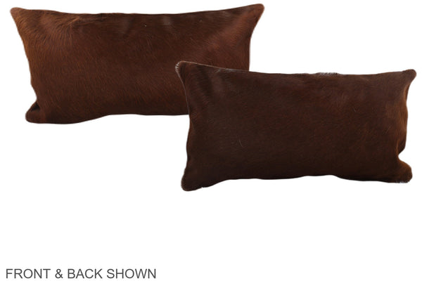 Solid Brown Cowhide Pillow #A38003